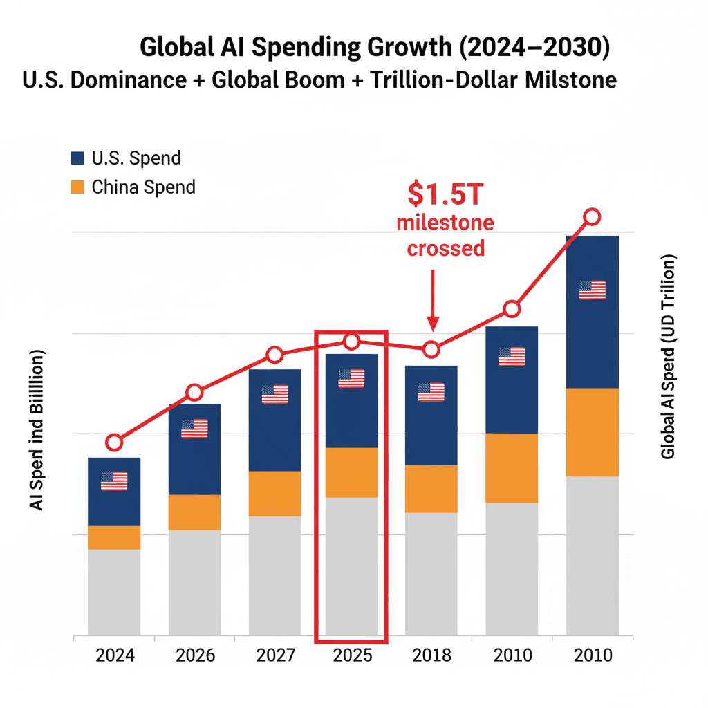 Enterprise AI spending forecast chart 2023–2030 — Gartner