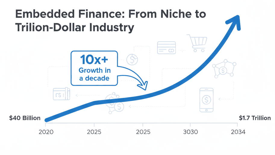 Embedded finance market growth — $7.2T by 2030