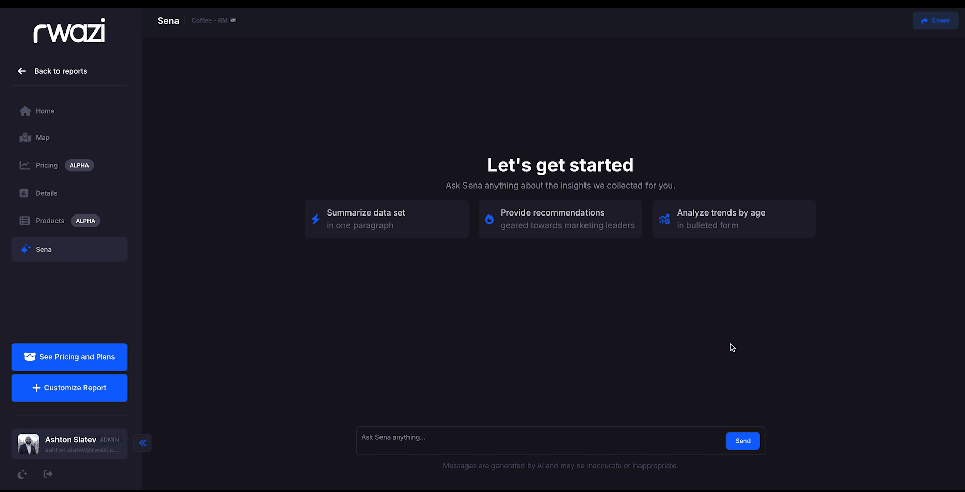 Sena conversational AI overview — data to insight to action